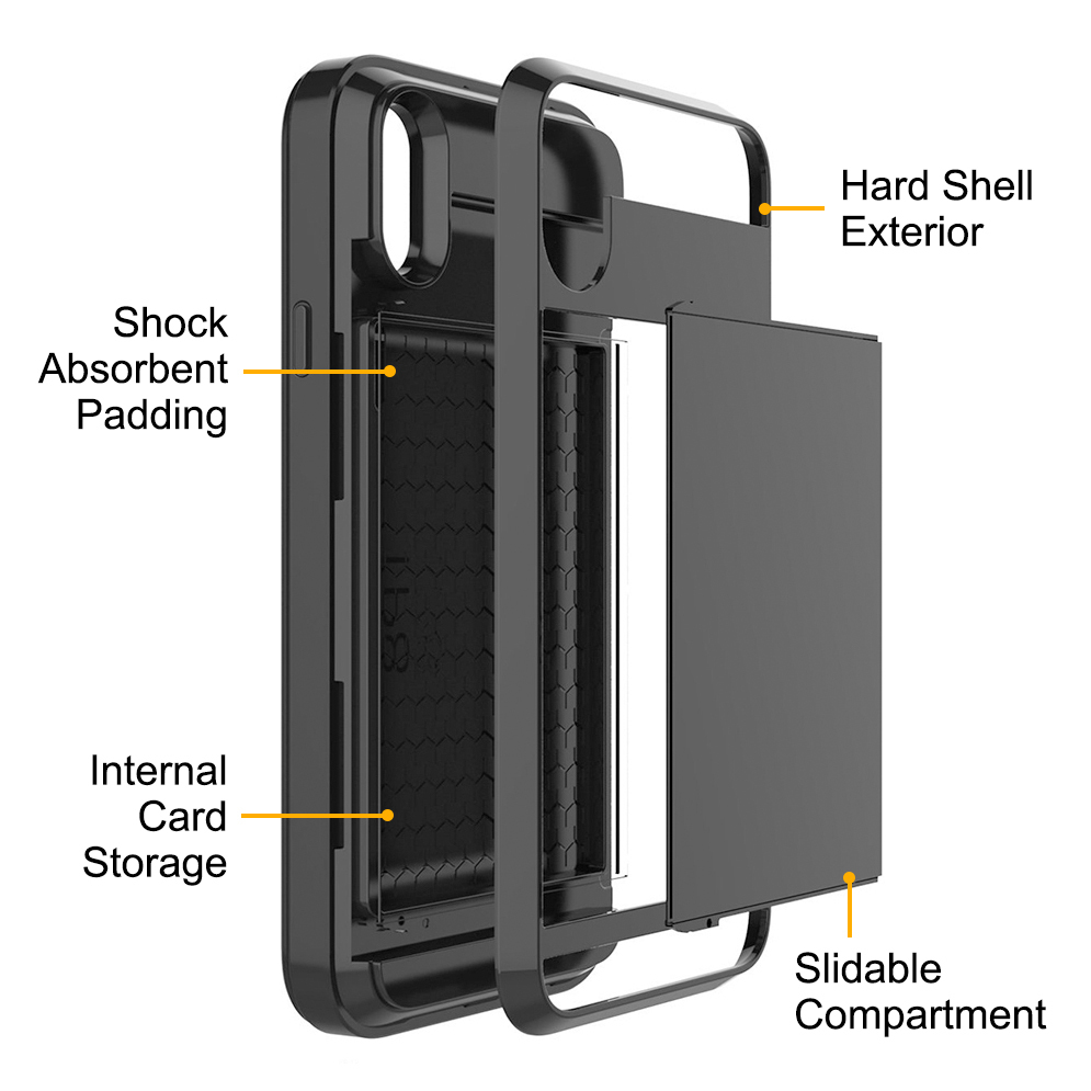Tough Armour Slide Case & Card Holder for Apple iPhone X / Xs - Black