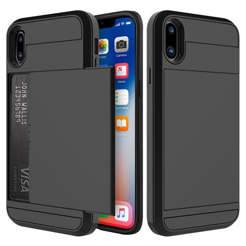 Tough Armour Slide Case & Card Holder for Apple iPhone X / Xs - Black