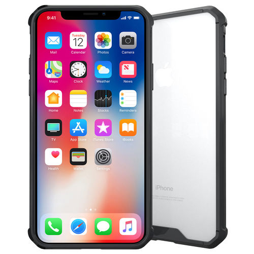 Hybrid Fusion Frame Hard Case for Apple iPhone X / Xs - Black (Clear)