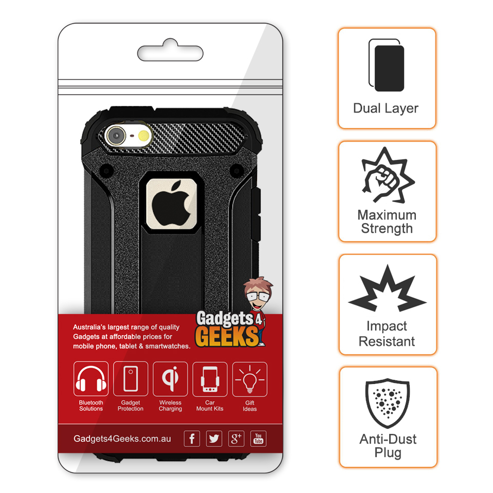Military Defender Shockproof Case For Apple Iphone 5s Se Black