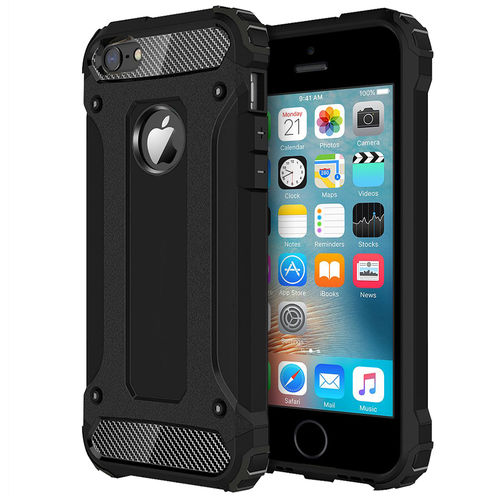 Military Defender Tough Shockproof Case for Apple iPhone 5 / 5s / SE (1st Gen) - Black