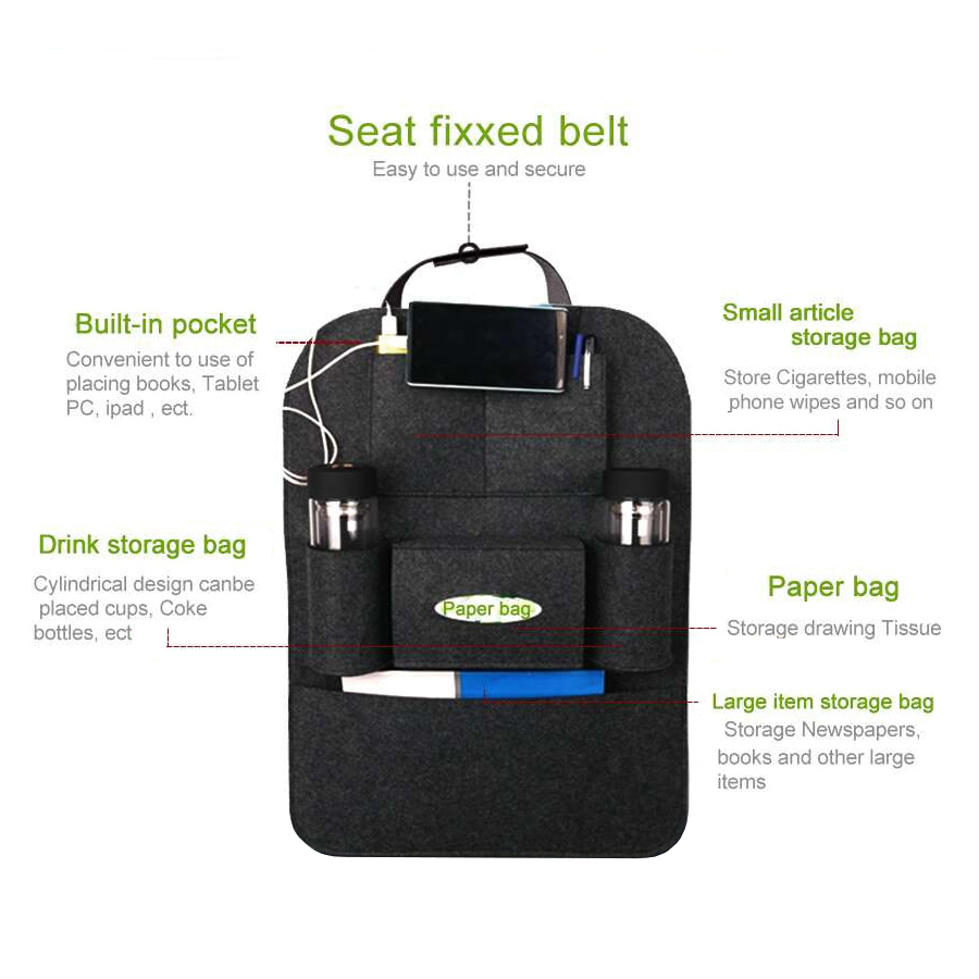 Car Headrest Back Seat Multi Pocket Travel Storage Bag Holder