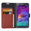 Leather Wallet Case & Card Holder for Samsung Galaxy Note 4 - Brown