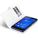 Leather Wallet Flip Case (Card Holder) for Sony Xperia Z3 - White