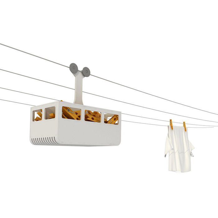 Cabina Clothesline Peg Basket & Holder (Stone)
