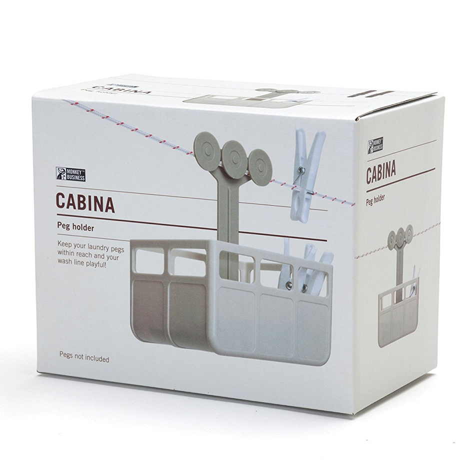 Cabina Clothesline Peg Basket & Holder (Stone)