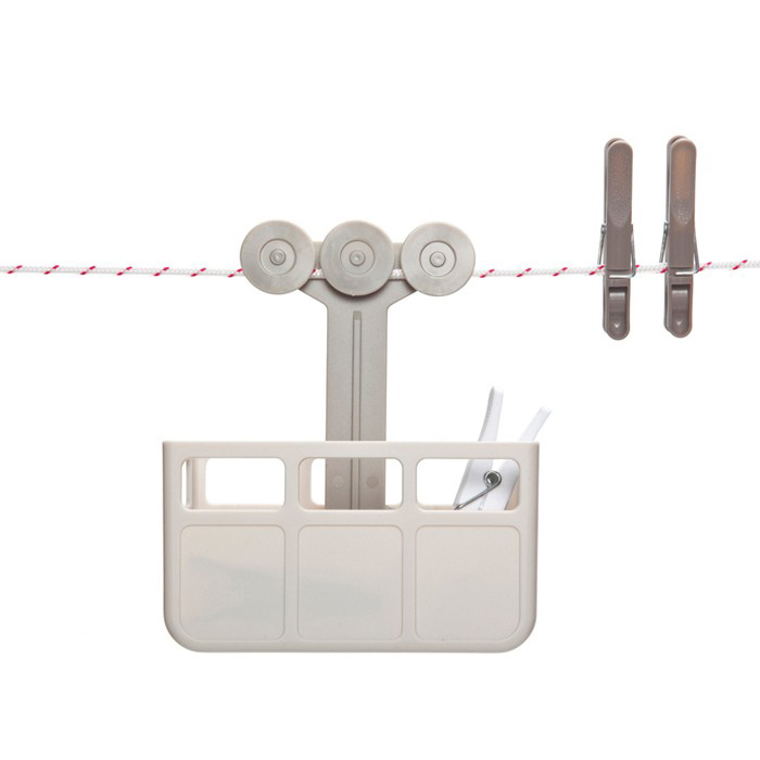 Cabina Clothesline Peg Basket & Holder (Stone)