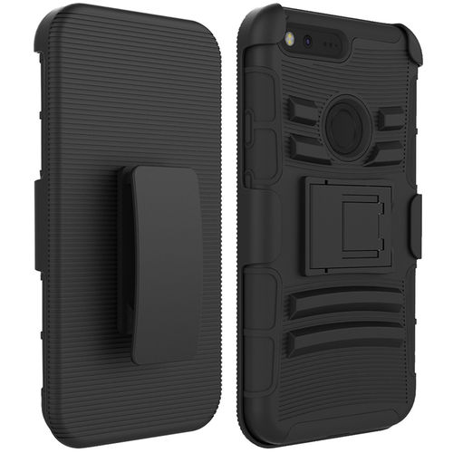 Military Belt Clip Holster Shockproof Case for Google Pixel XL - Black