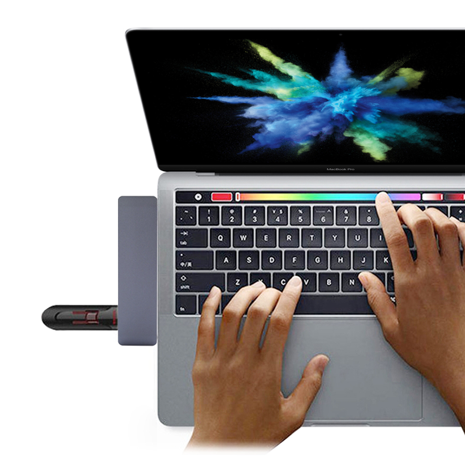 (5-in-1) USB Type-C / 3x USB 3.0 / MicroSD Card Reader / Adapter Hub for MacBook