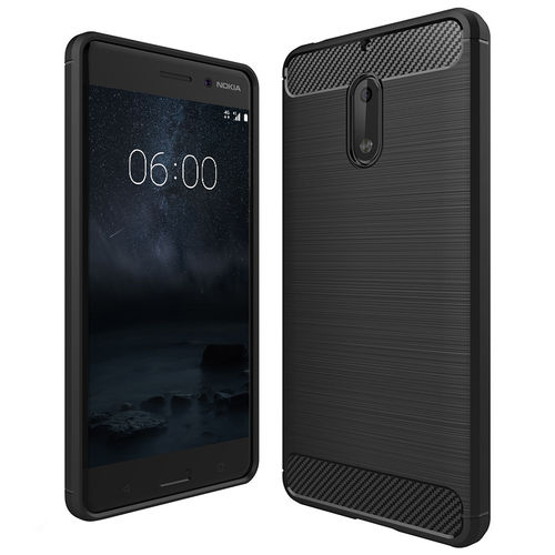 Flexi Slim Carbon Fibre Case for Nokia 6 (2017) - Brushed Black