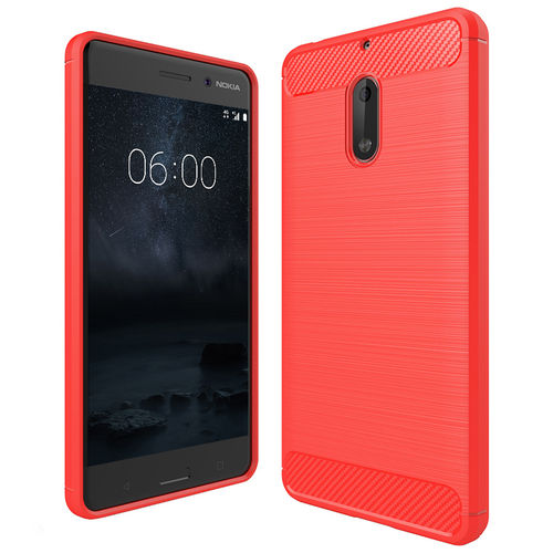 Flexi Slim Carbon Fibre Case for Nokia 6 (2017) - Brushed Red