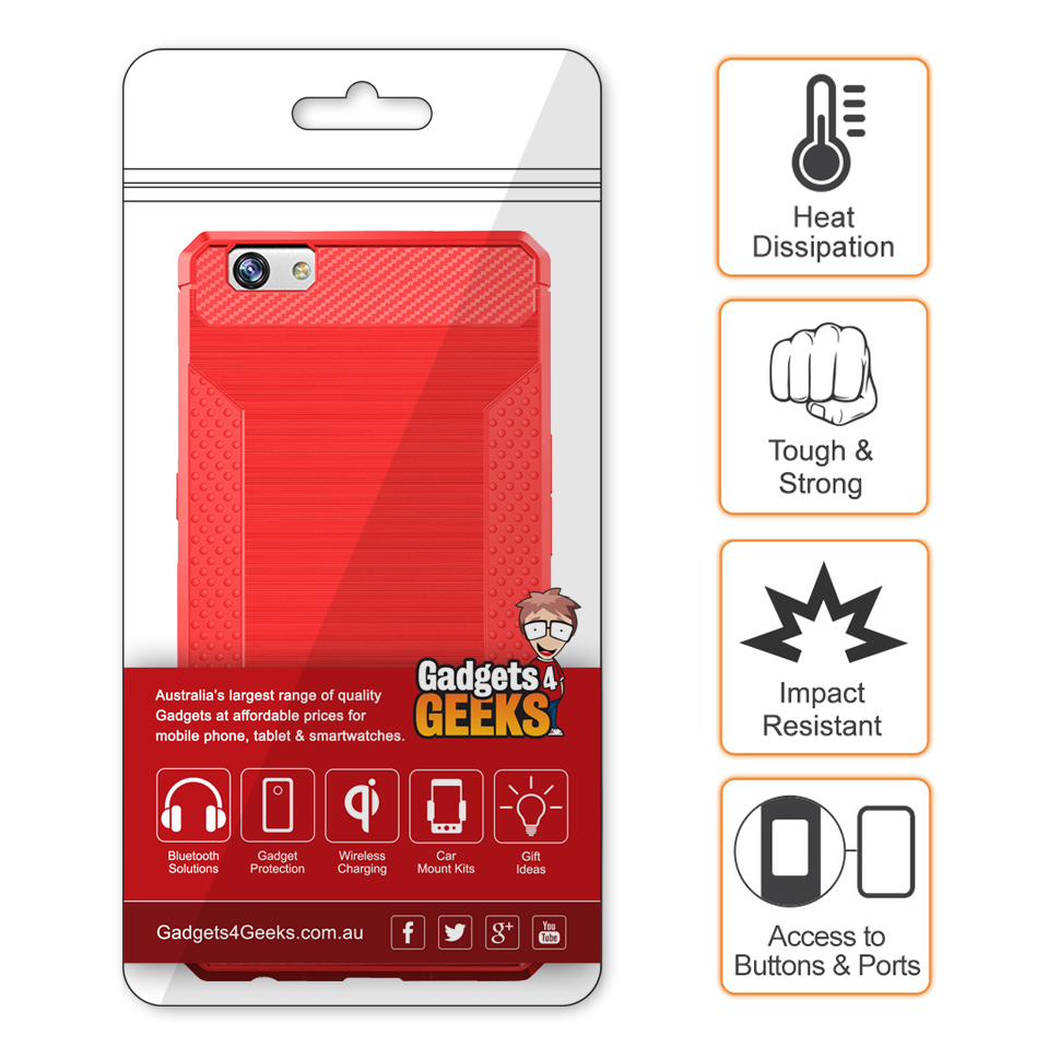 Flexi Slim Carbon Fibre Case for Oppo R9s Plus - Brushed Red