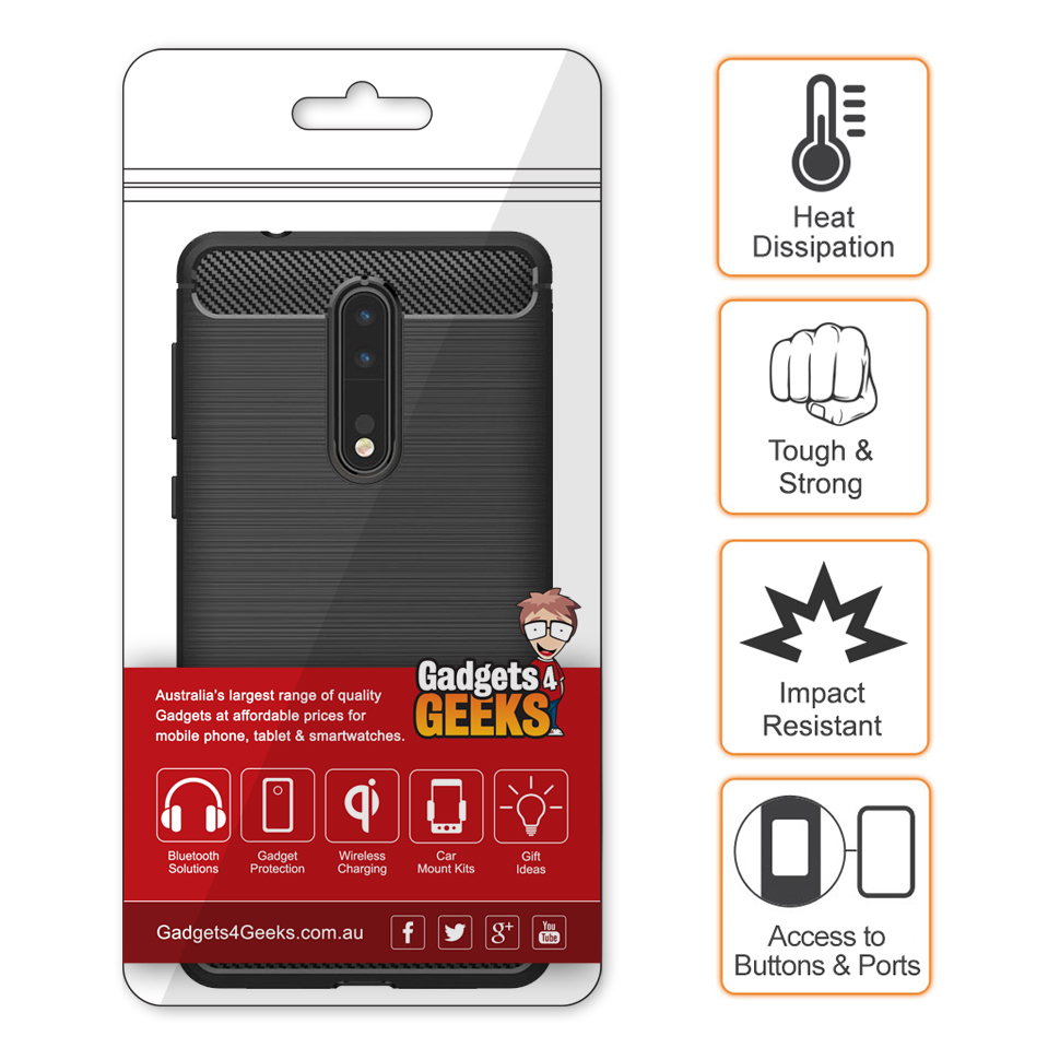 Flexi Slim Carbon Fibre Case for Nokia 8 - Brushed Black