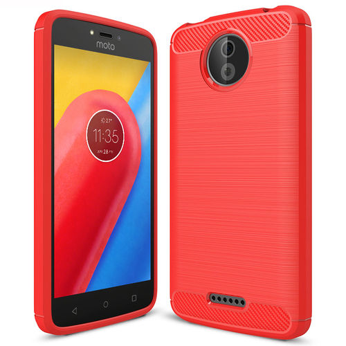 Flexi Slim Carbon Fibre Case for Motorola Moto C - Brushed Red