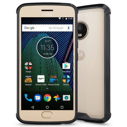 Hybrid Fusion Bumper Case for Motorola Moto G5 Plus - Black (Clear)