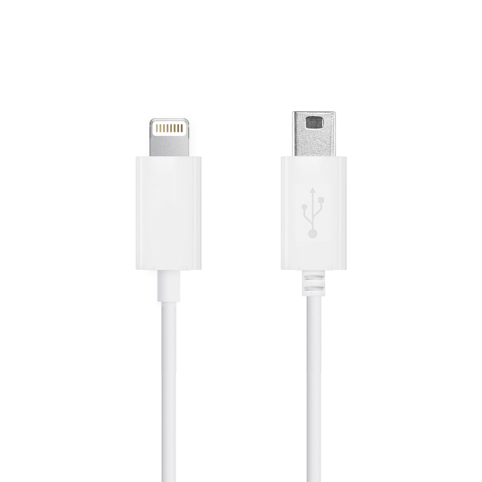 Short Mini USB to MFI Lightning Cable iPhone iPad White