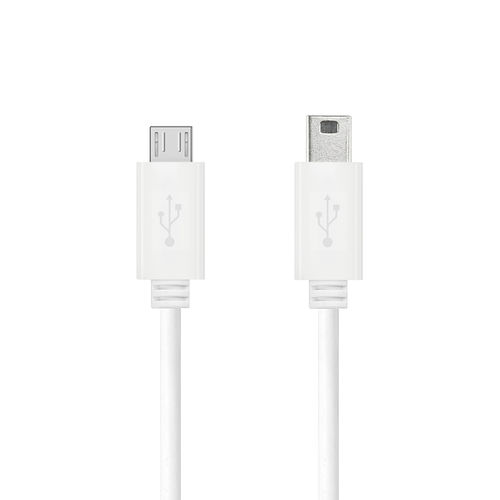 (2-Pack) Short Mini-USB (Male) to Micro-USB Charging Cable (27cm) - White