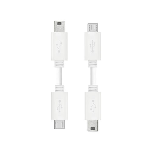 (2-Pack) Short Mini-USB (Male) to Micro-USB Charging Cable (7cm) - White