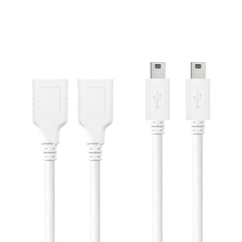 (2-Pack) Short Mini USB (Male) to USB 2.0 (Female) OTG Cable (8.5cm) - White