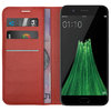 Leather Wallet Case & Card Holder Pouch for Oppo R11 - Red