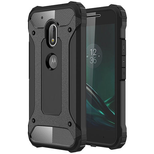 Military Defender Tough Shockproof Case for Motorola Moto G4 Play - Black