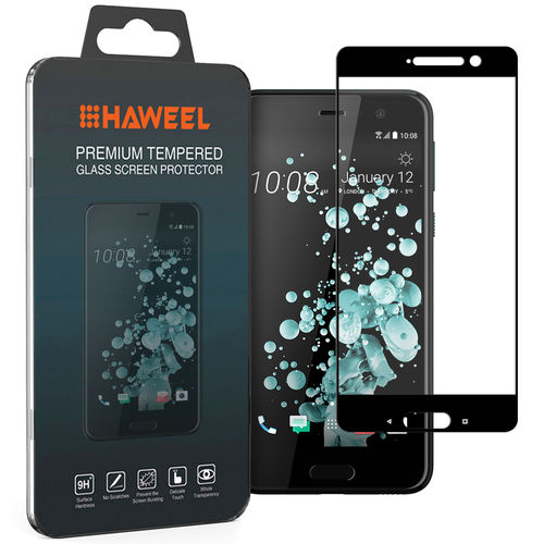 Full Coverage Tempered Glass Screen Protector for HTC U Play - Black