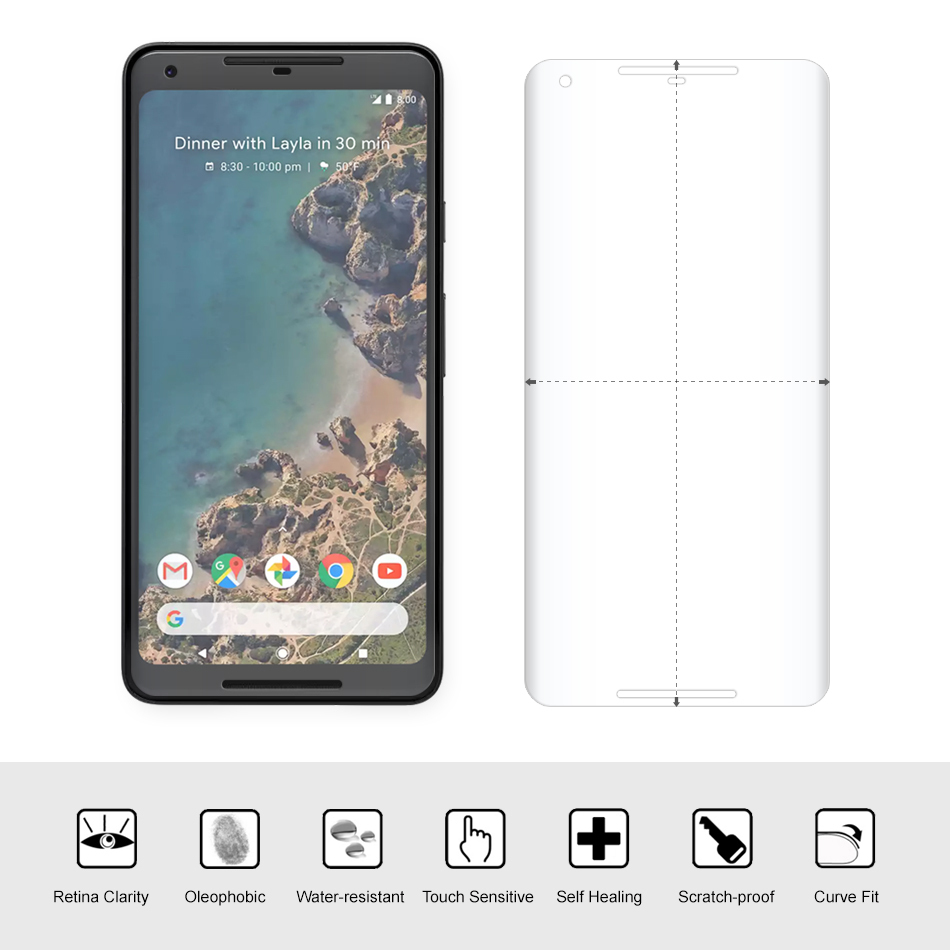 Full coverage tpu screen protector for google pixel 2 xl