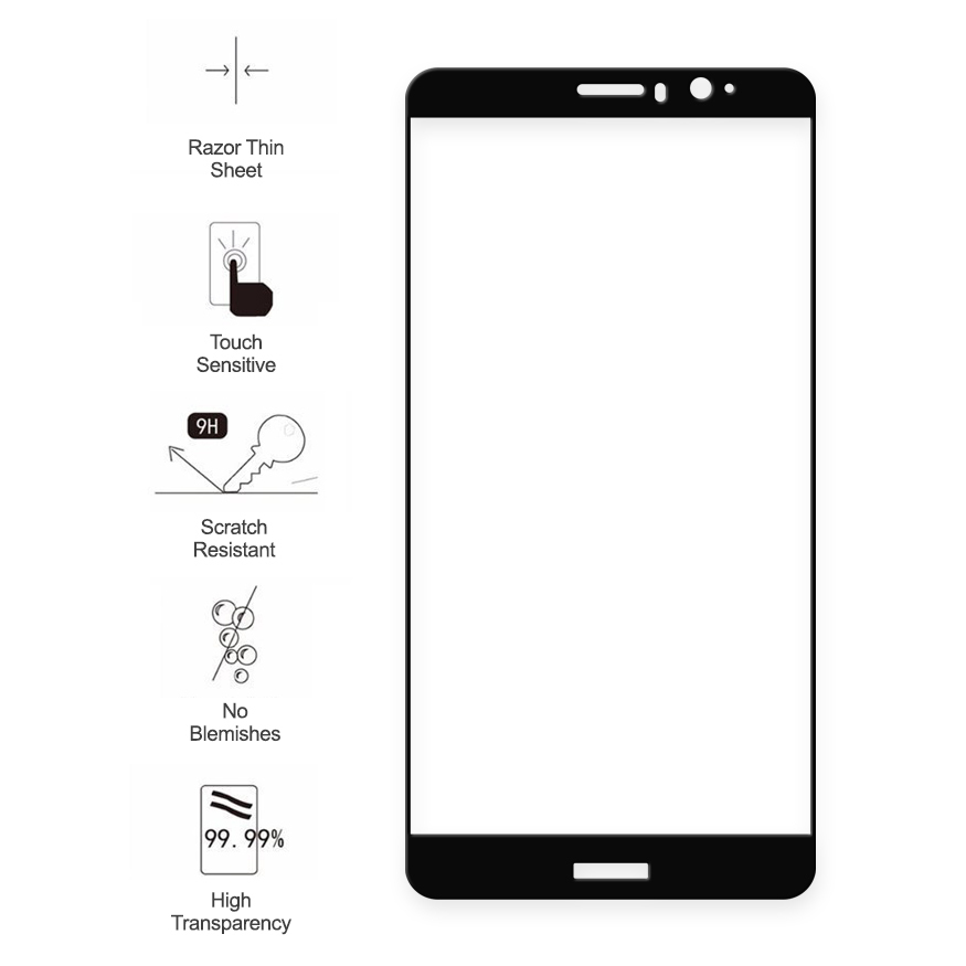 Full Coverage Tempered Glass Screen Protector for Huawei Mate 9 - Black