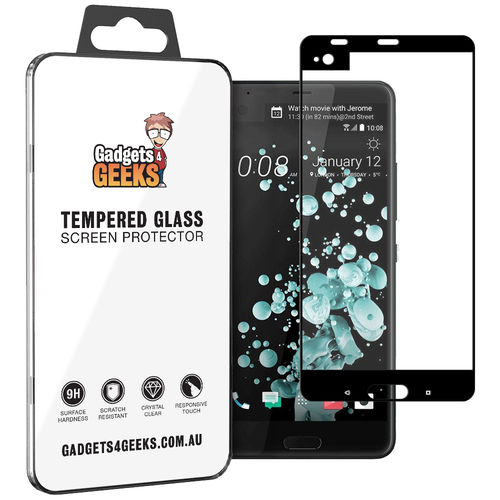 Full Coverage Tempered Glass Screen Protector for HTC U Ultra - Black