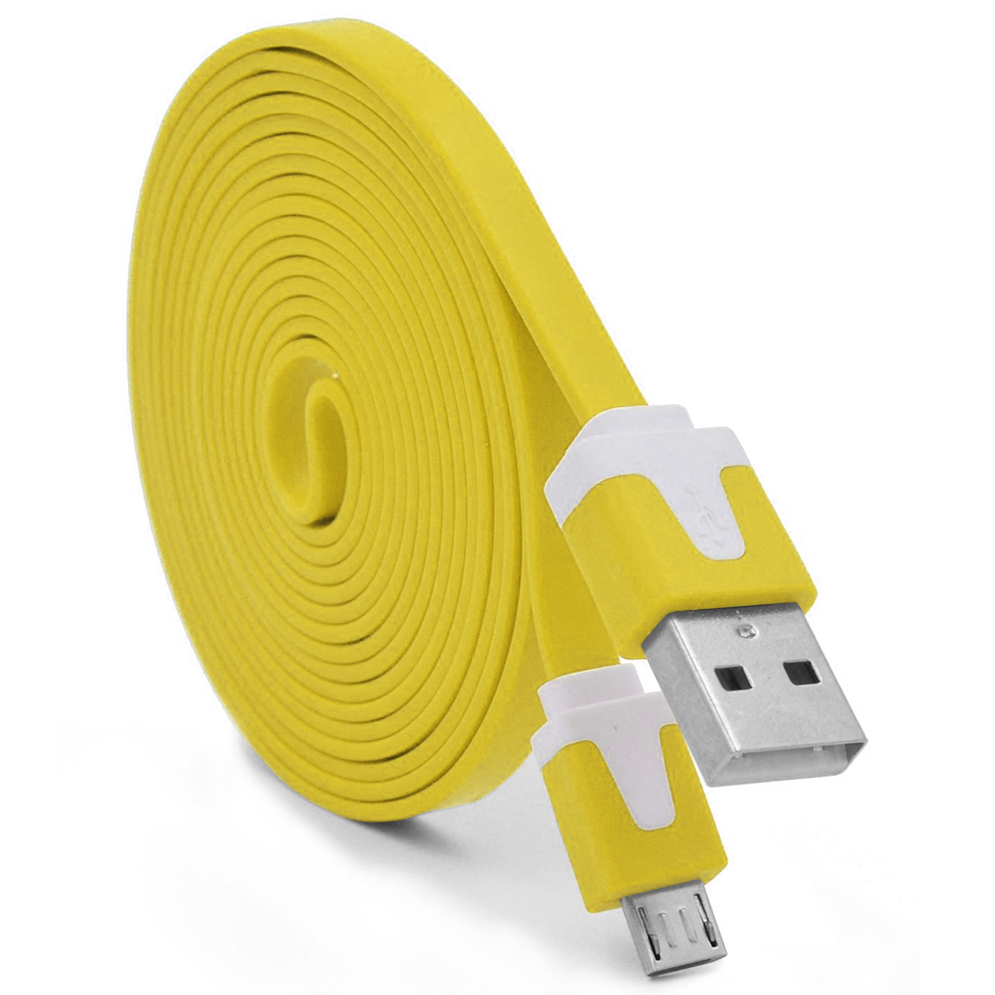 Flat Micro USB Charging Cable (2m) Yellow