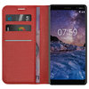 Leather Wallet Case & Card Holder Pouch for Nokia 7 Plus - Red