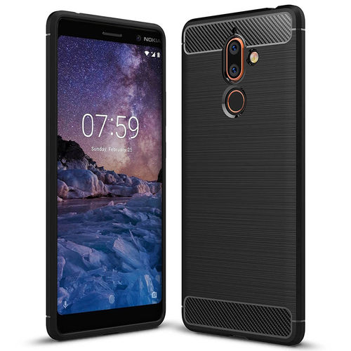 Flexi Slim Carbon Fibre Case for Nokia 7 Plus - Brushed Black