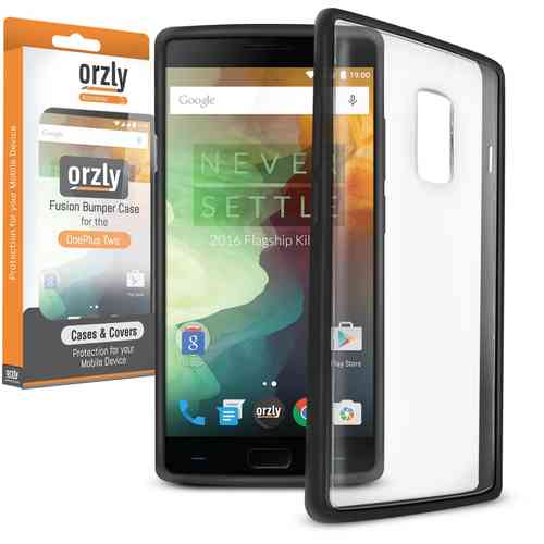 Orzly Fusion Frame Bumper Case for OnePlus 2 - Black (Clear)