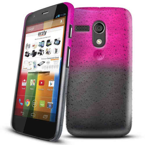 Orzly Raindrop Texture Hard Shell Case for Motorola Moto G (1st Gen) - Pink