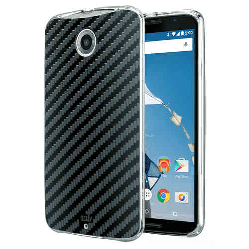 Orzly Textured Hard Shell Case for Google Nexus 6 - Carbon Fibre