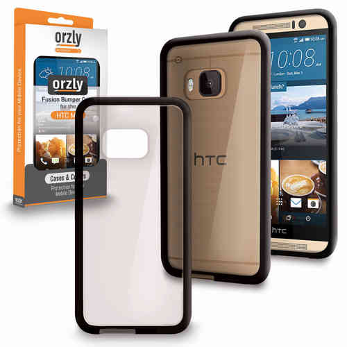Orzly Fusion Frame Bumper Case for HTC One M9 - Black (Clear)