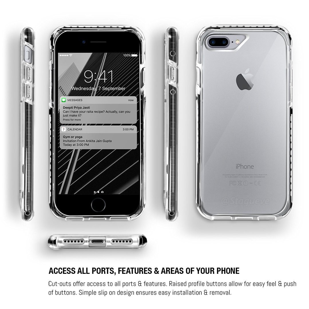Orzly Fusion Bumper Case For Apple Iphone 8 Plus 7 Plus Black