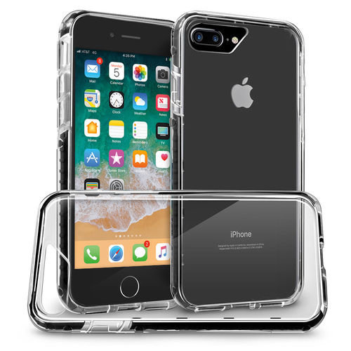 Orzly Fusion Frame Bumper Case for Apple iPhone 8 Plus / 7 Plus - Black (Clear)