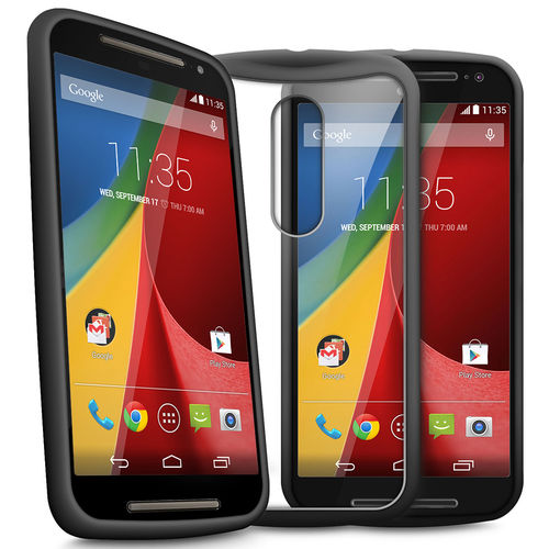 Orzly Fusion Bumper Case for Motorola Moto G (2nd Gen) - Black / Clear