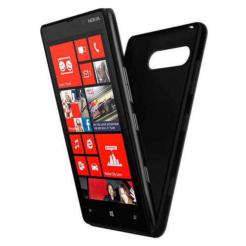 Orzly Flexi Gel Case for Nokia Lumia 820 - Black (Gloss Grip)