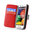 Orzly Leather Wallet Case & Card Pouch for Motorola Moto E (1st Gen) - Red