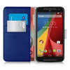 Orzly Leather Wallet Case & Card Pouch for Motorola Moto G (2nd Gen) - Blue