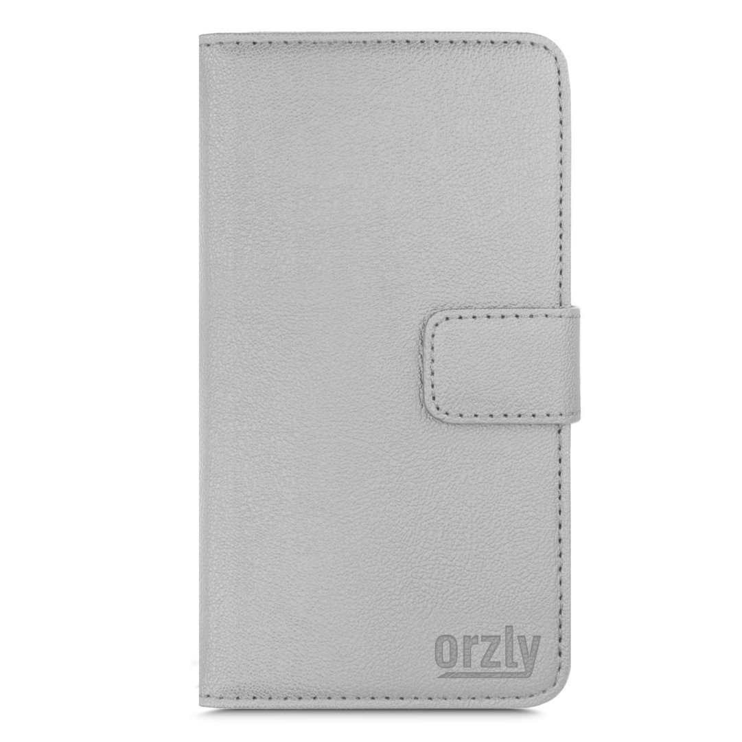 Orzly Leather Wallet Flip Case for Sony Xperia Z3+ / Xperia Z4 (Grey)
