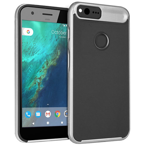 Orzly AirFrame Hybrid Bumper Case for Google Pixel - Silver