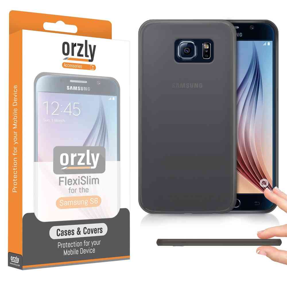 Orzly Flexi Slim Case for Samsung Galaxy S6 - Smoke Black (Razor-thin)