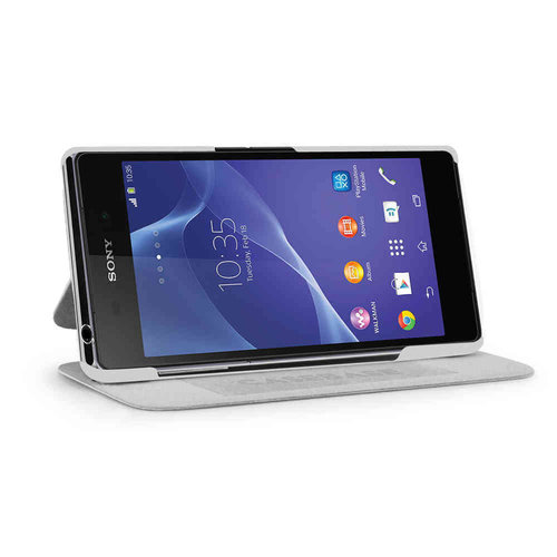 CaseBase Slim Flip Case & Card Slot Holder for Sony Xperia Z2 - White