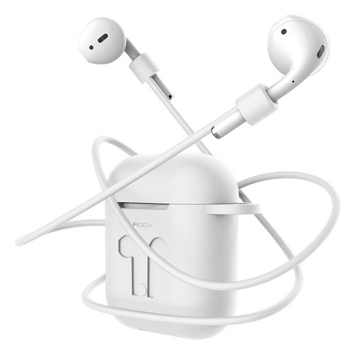 Rock Protective Case & Anti-lost Cable Strap for Apple AirPods - White