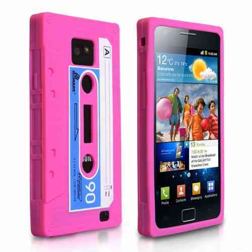 Retro 80s Cassette Tape Case for Samsung Galaxy S2 - Pink