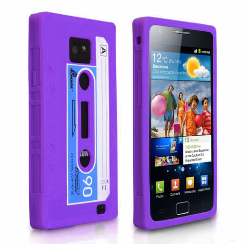 Retro 80s Cassette Tape Case for Samsung Galaxy S2 - Purple