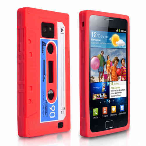 Retro 80s Cassette Tape Case for Samsung Galaxy S2 - Red